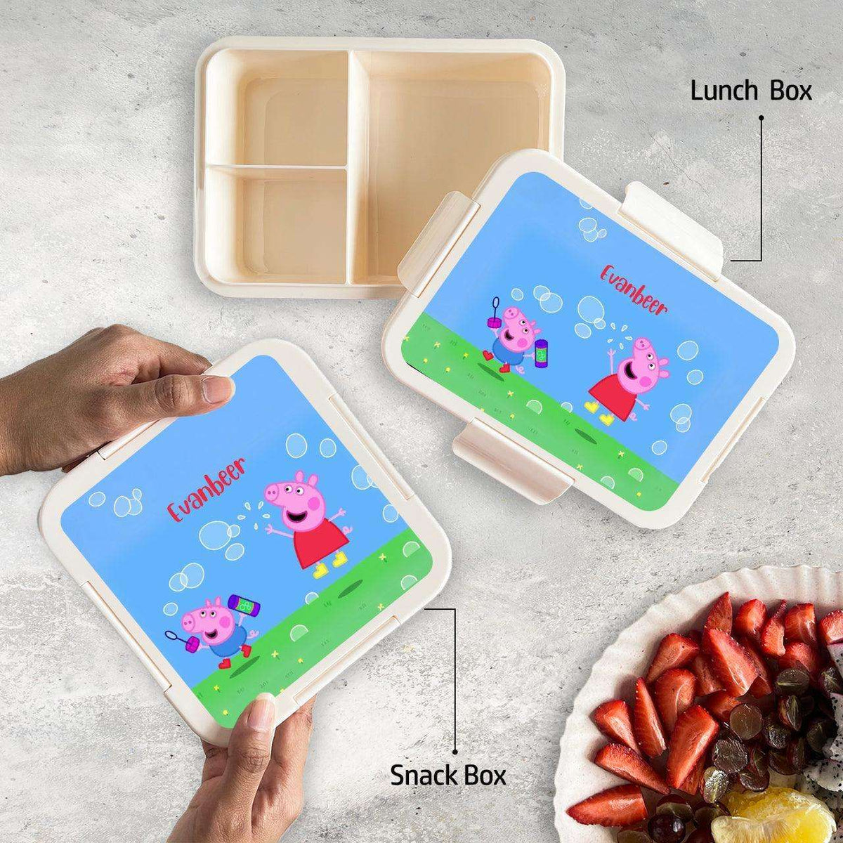 Custom Snack Box & Lunch Box for kids - Peppa Design - Chatterbox Labels - Lunch Box