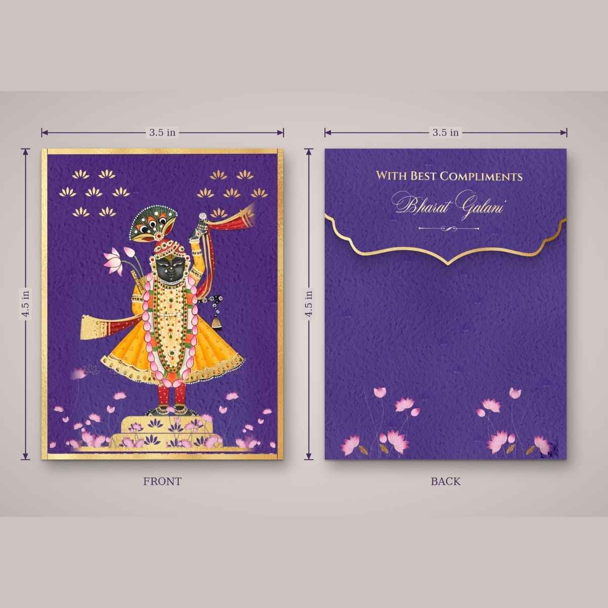 Luxe Gold Foil Money Envelopes - Shreenathji Lotus Motif