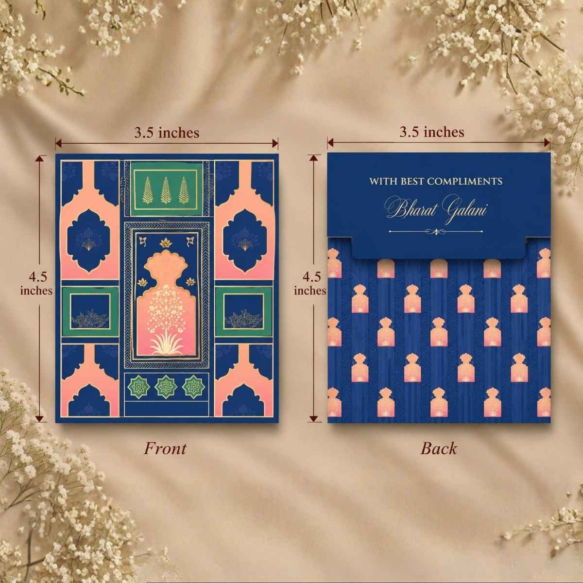 Luxe Gold Foil Money Envelopes - Royal Blue Motif Frame