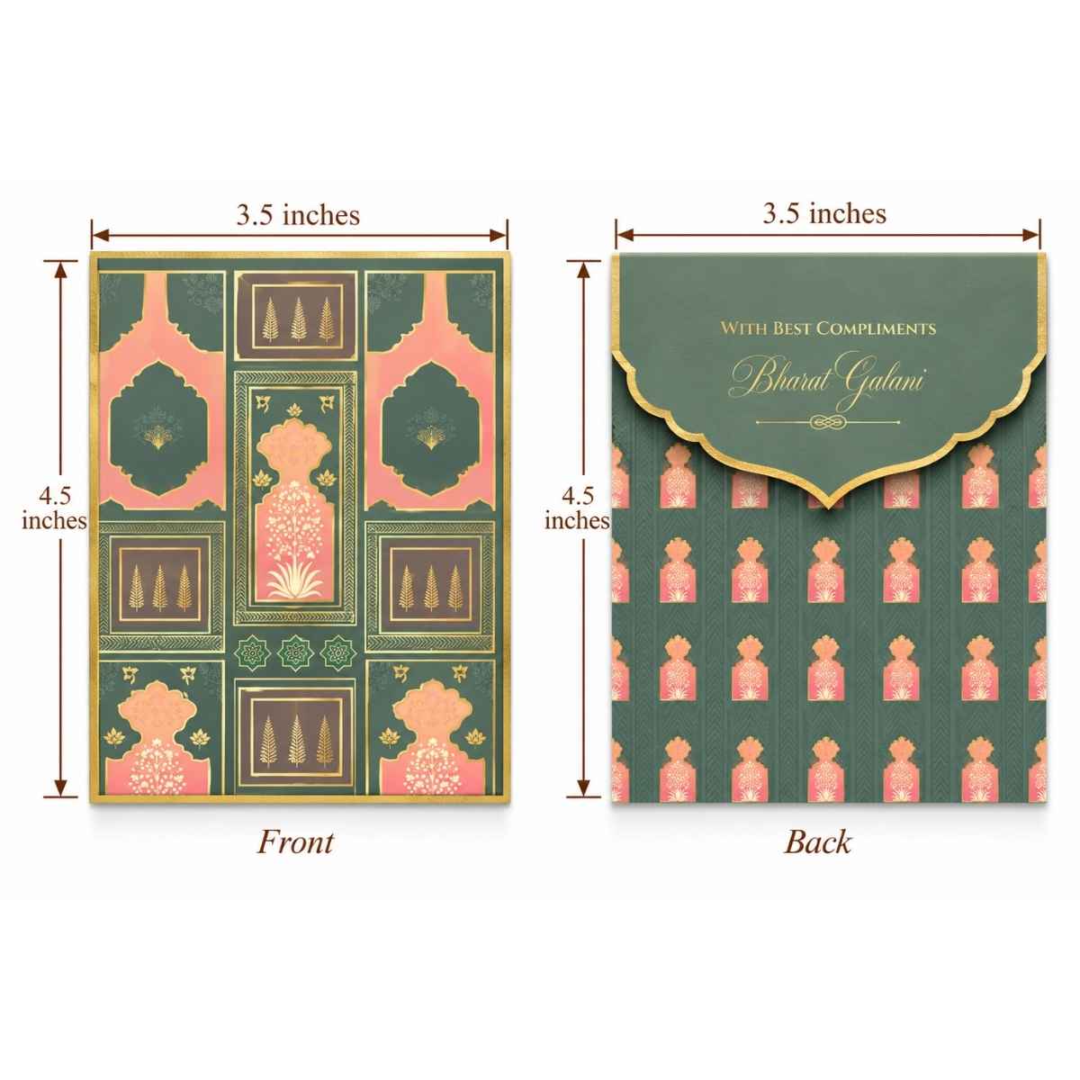 Luxe Gold Foil Money Envelopes - Olive Coral Motif
