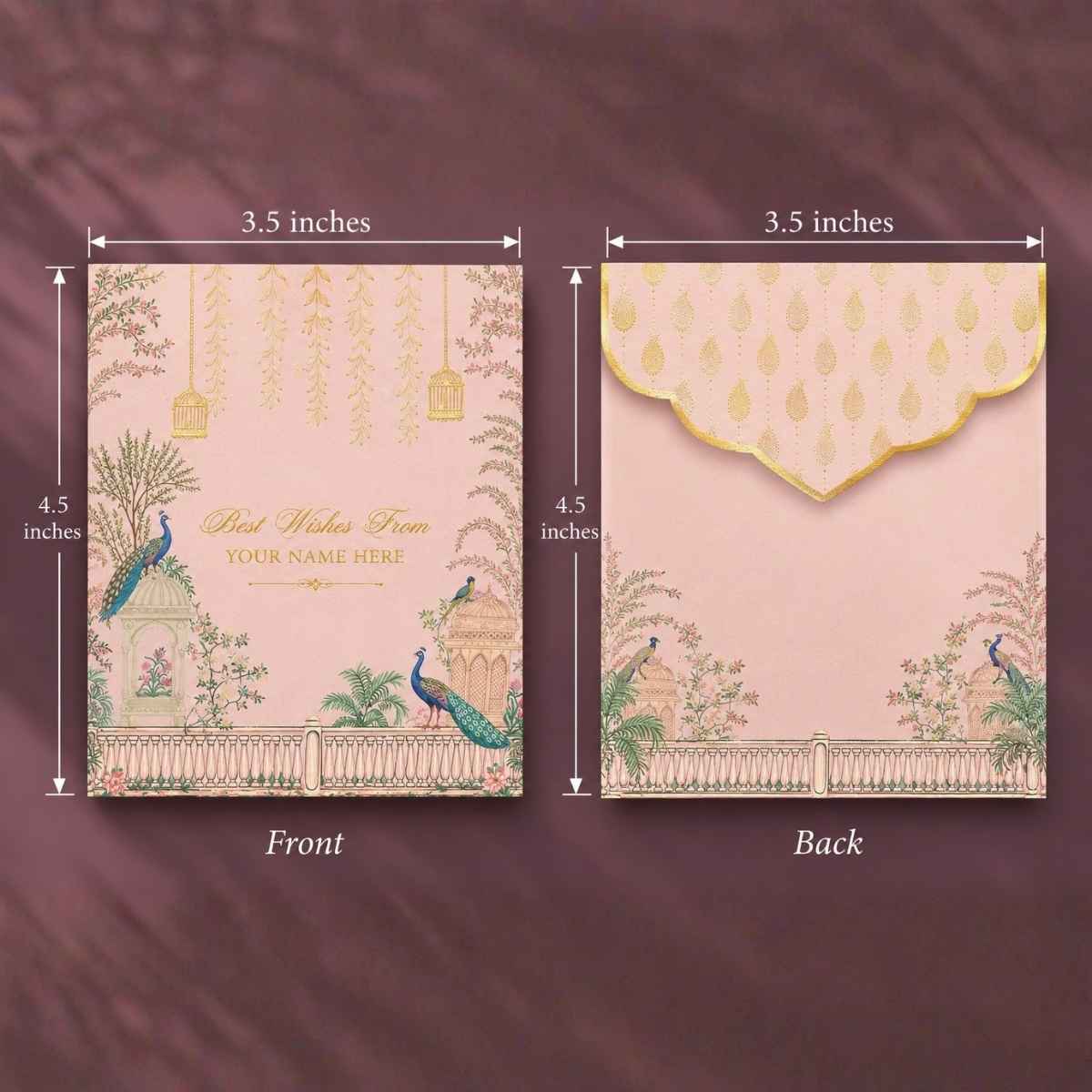 Luxe Gold Foil Money Envelopes - Peacock Garden Pink