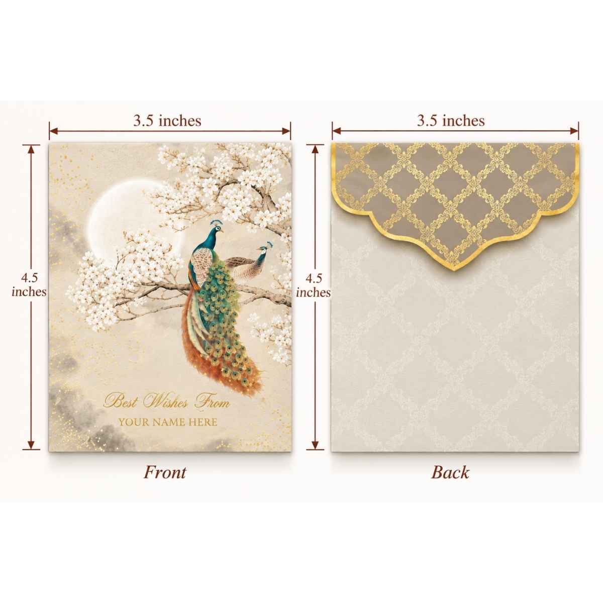 Luxe Gold Foil Money Envelopes -Moonlit Peacock