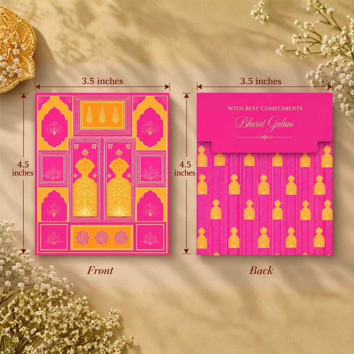 Luxe Gold Foil Money Envelopes - Royal Pink Motif Frame