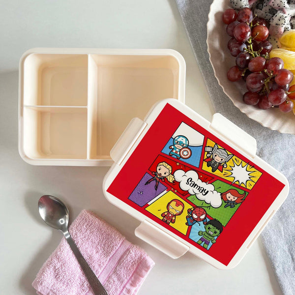 Custom Snack Box & Lunch Box for kids - Superhero Theme - Chatterbox Labels - Lunch Box
