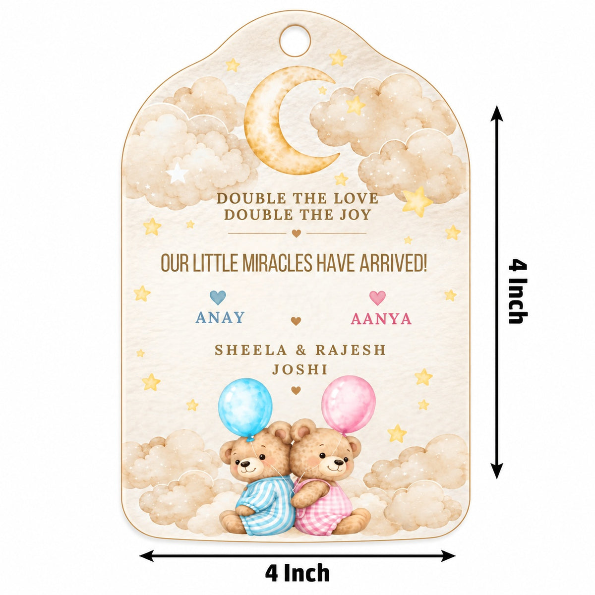 Baby Shower & Birth Announcement Gift Tags in Twin Baby Design