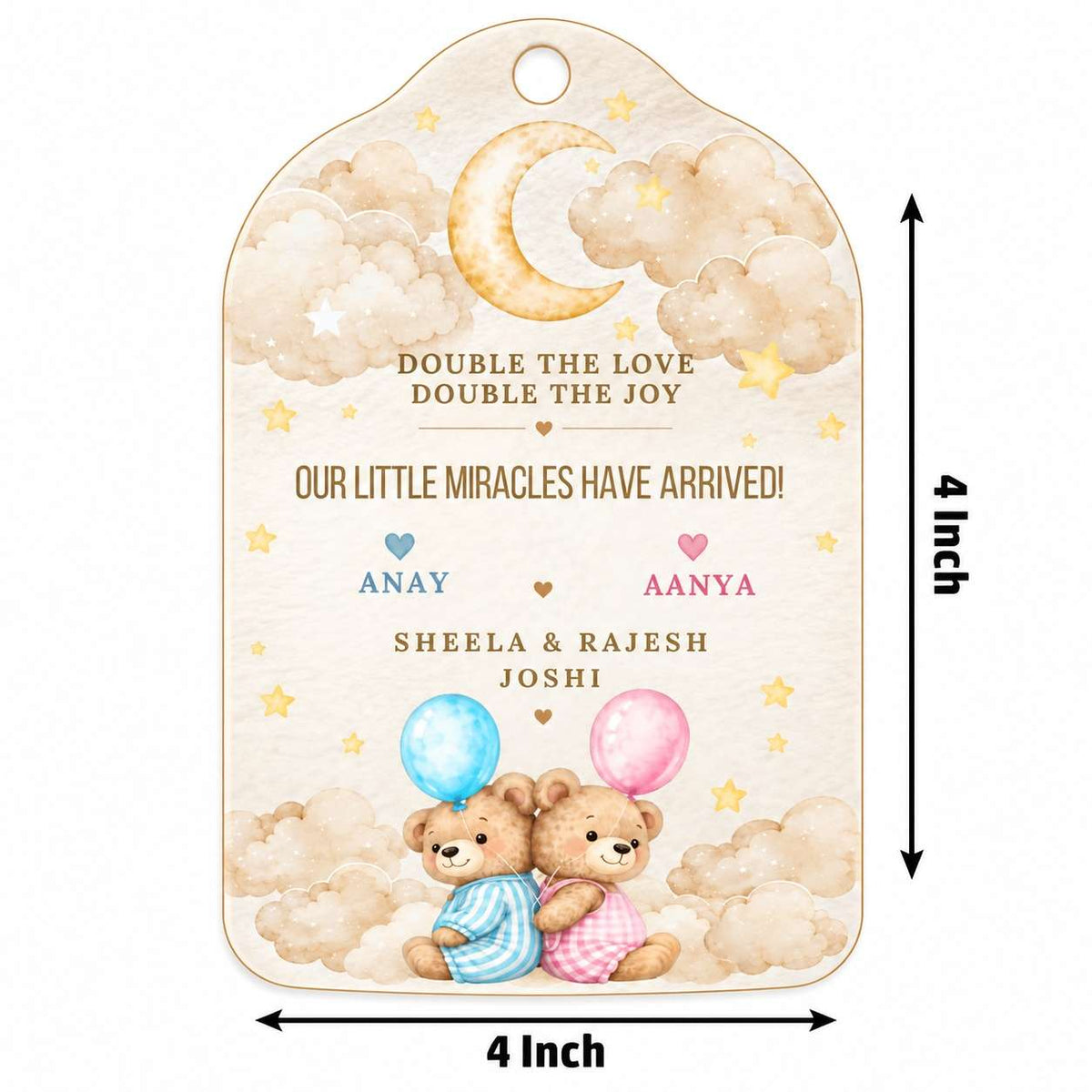 Baby Shower & Birth Announcement Gift Tags in Twin Baby Design