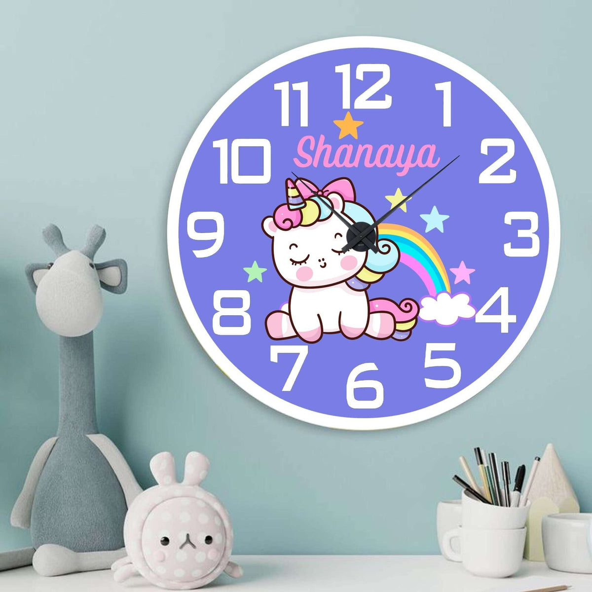 Personalised Acrylic Wall Clock - Unicorn Wish Clock - Chatterbox Labels - Wall Clock