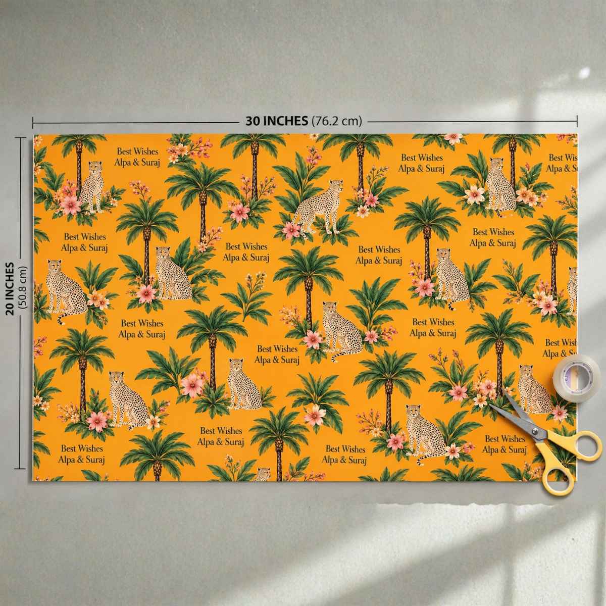 Custom Happy Diwali Gift Wrapping Paper - Golden Safari Design