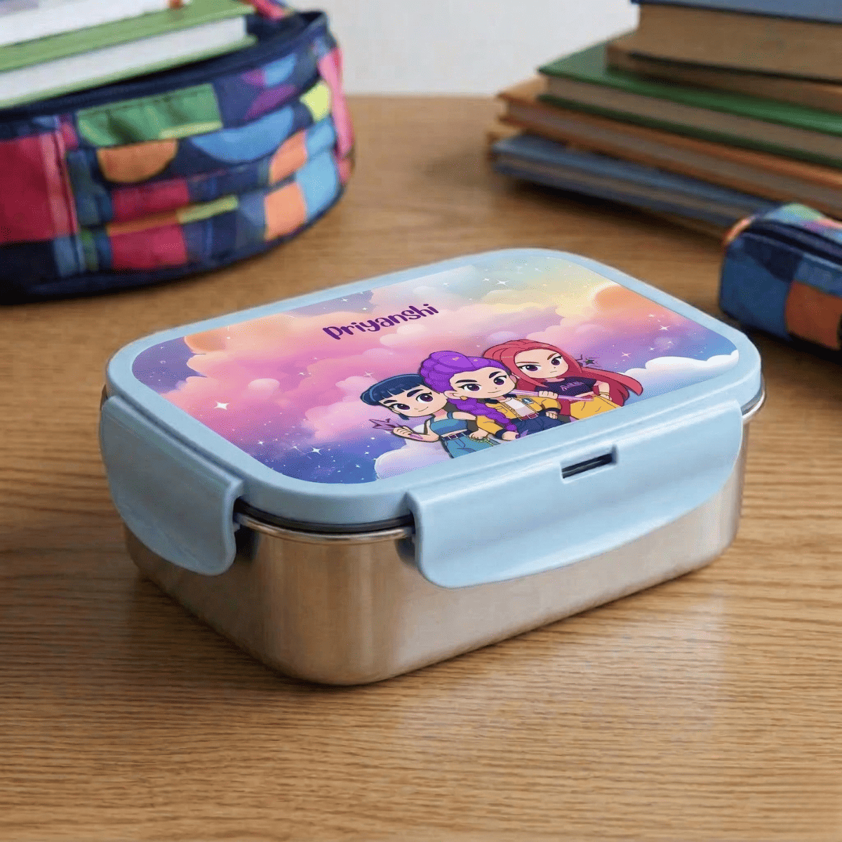 Custom Steel Snack Box & Lunch Box for Kids - K POP Design - Chatterbox Labels - Lunch Box