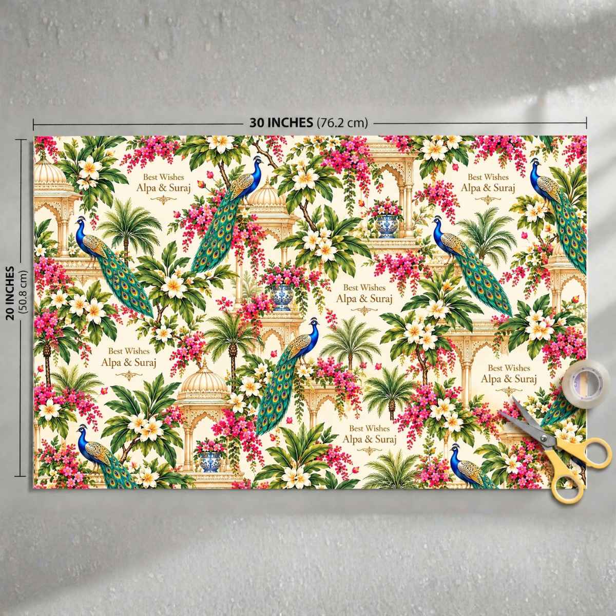 Custom Happy Diwali Gift Wrapping Paper - Jewel of Jaipur Design