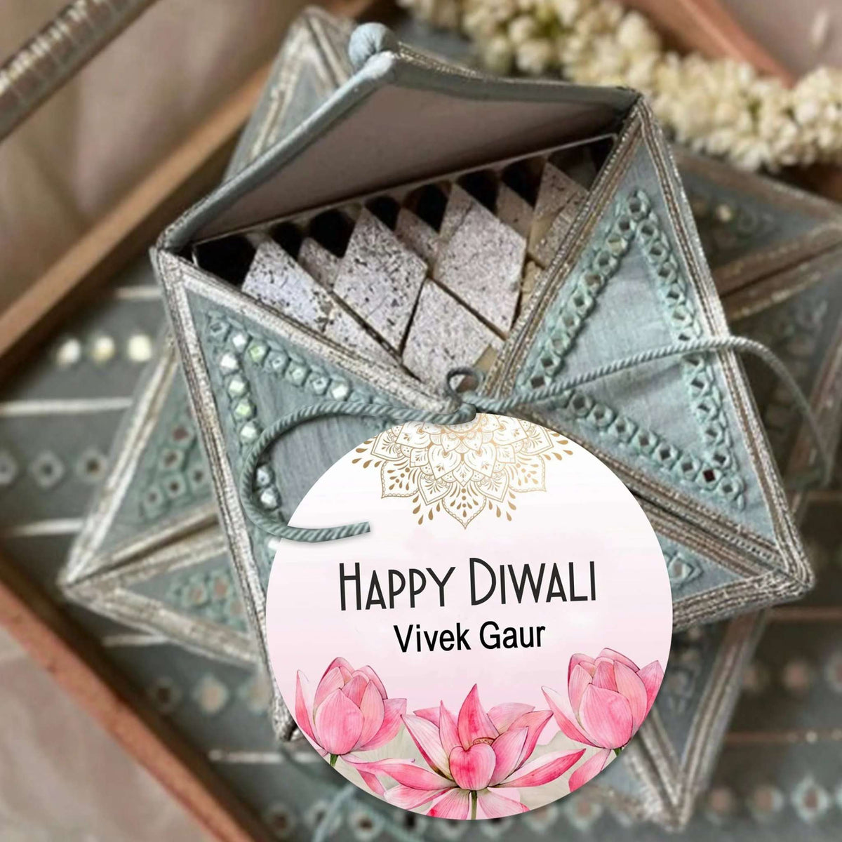 Happy Diwali Gift Tags/Gift Labels - Die - Cut Shape - Lotus Radiance Design - Chatterbox Labels - Gift Tags