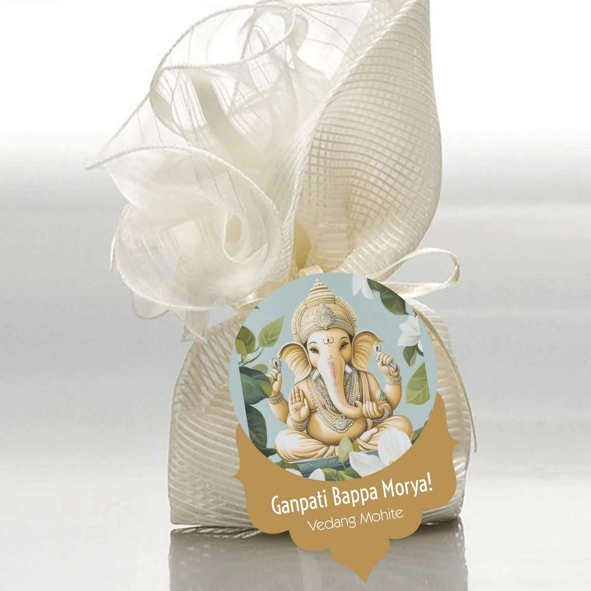 Ganesh Chaturthi Gift tags / Gift Stickers - Shwet Ganesha - Chatterbox Labels - Gift Tags