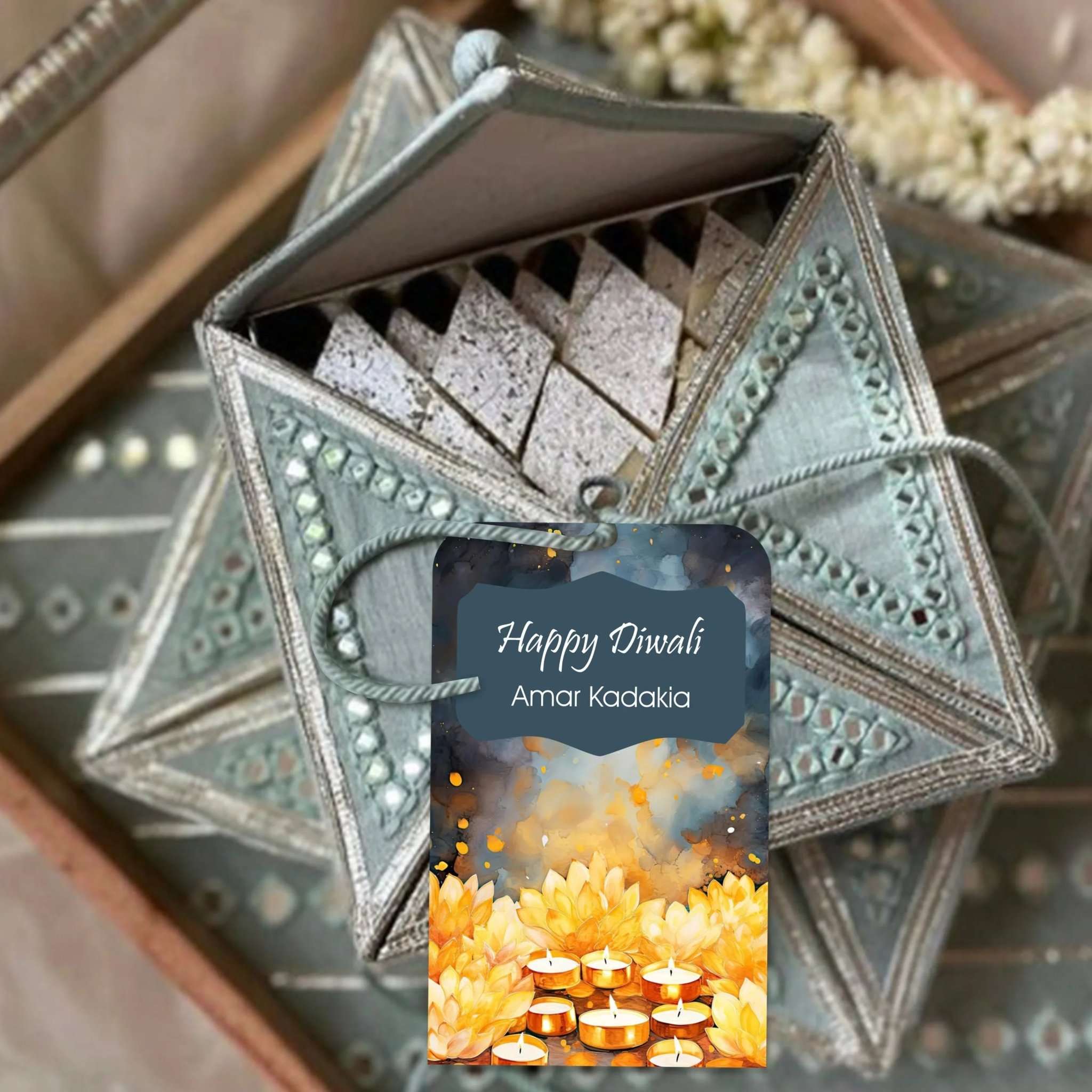 Happy Diwali Gift Tags/Gift Labels - Die - Cut Shape - Festive Floral Design - Chatterbox Labels - Gift Tags