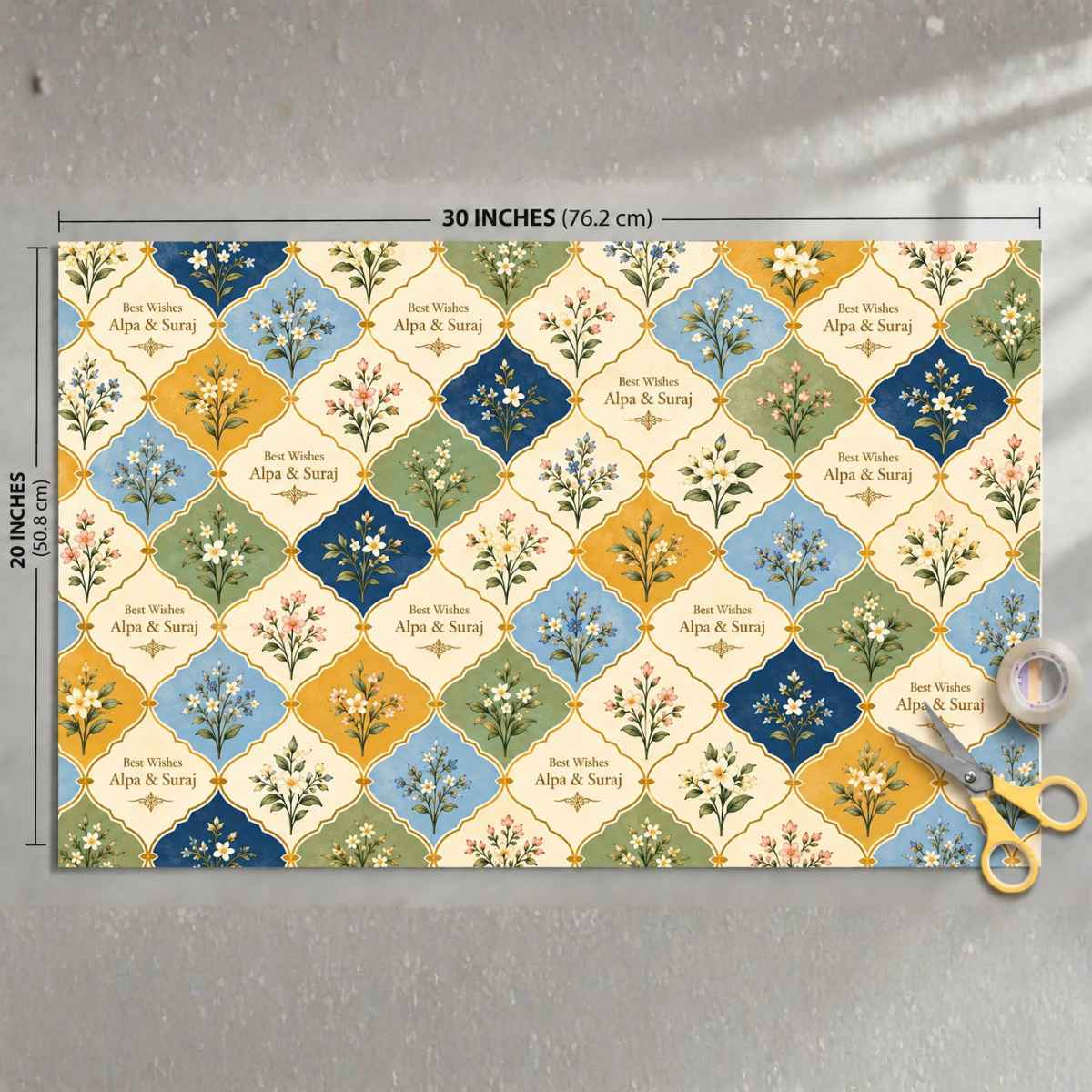 Custom Happy Diwali Gift Wrapping Paper - Royal Mosaic Design
