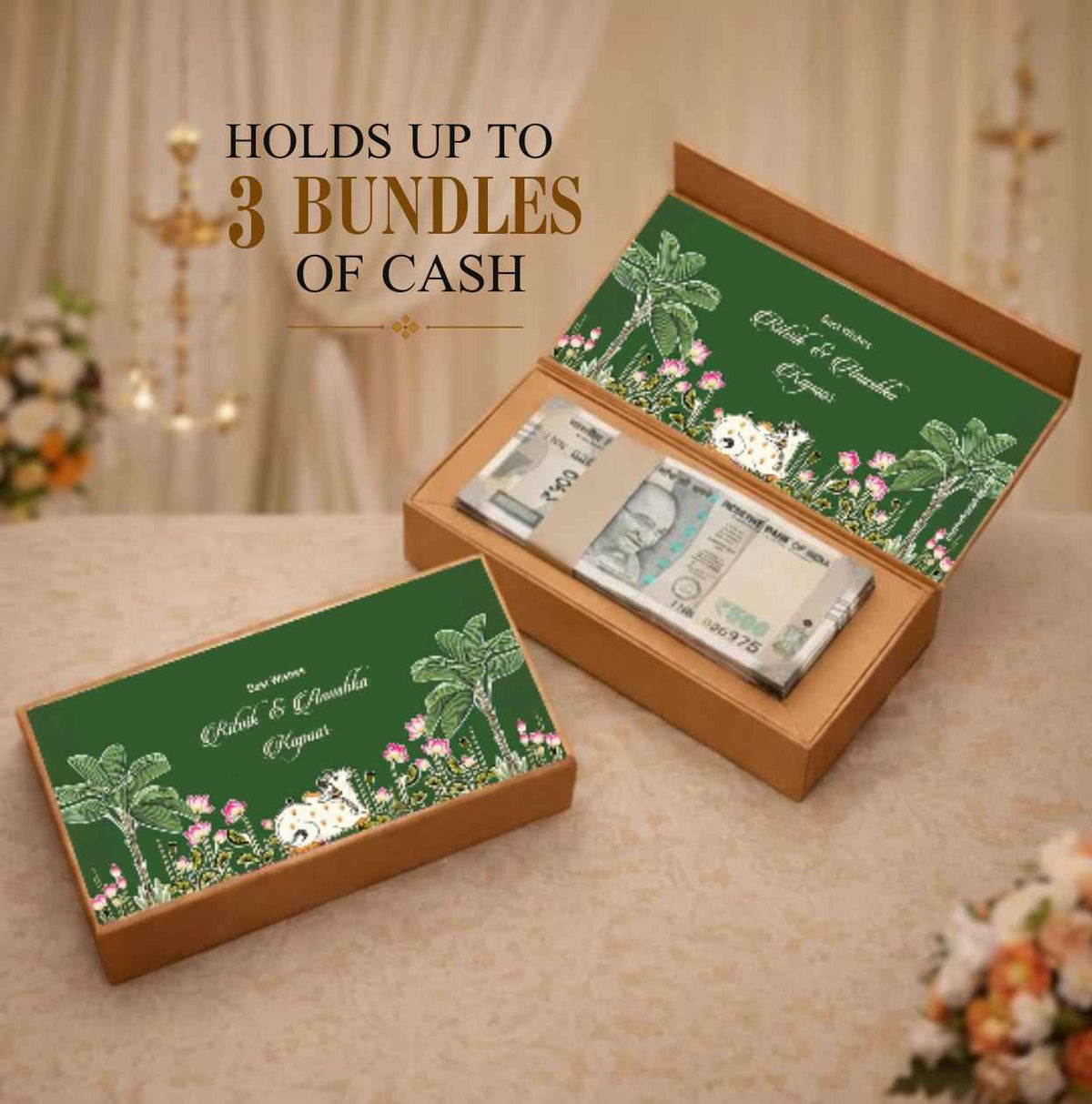 Personalised Shagun Cash Gift Box - Kamdhenu Garden Design