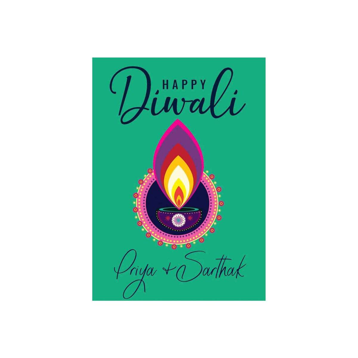 Happy Diwali Gift Tags/Gift Stickers - Rangoli Diya