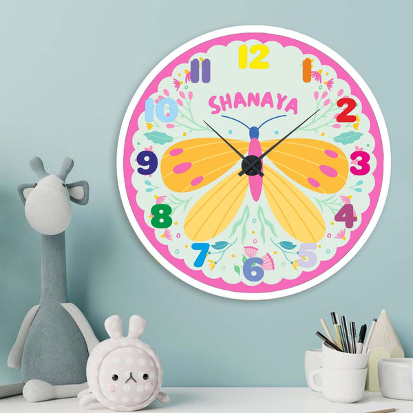 Personalised Acrylic Wall Clock - Flutter Time - Chatterbox Labels - Wall Clock