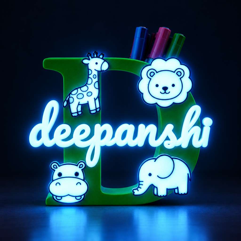 Animals Theme Personalised Name Stand Glow In The Dark