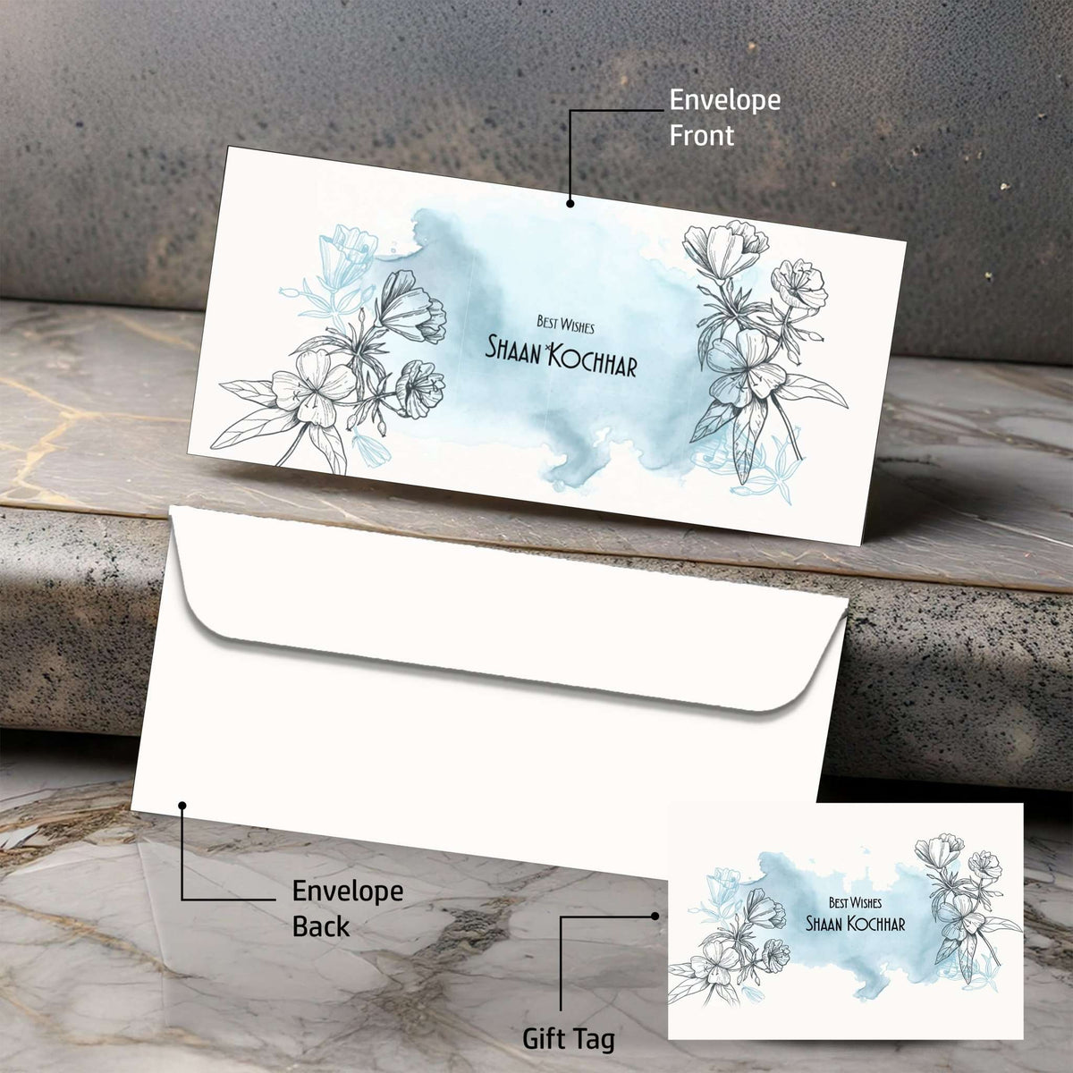 Personalised Money Envelopes - Aqua Charm Design - Chatterbox Labels-Envelopes