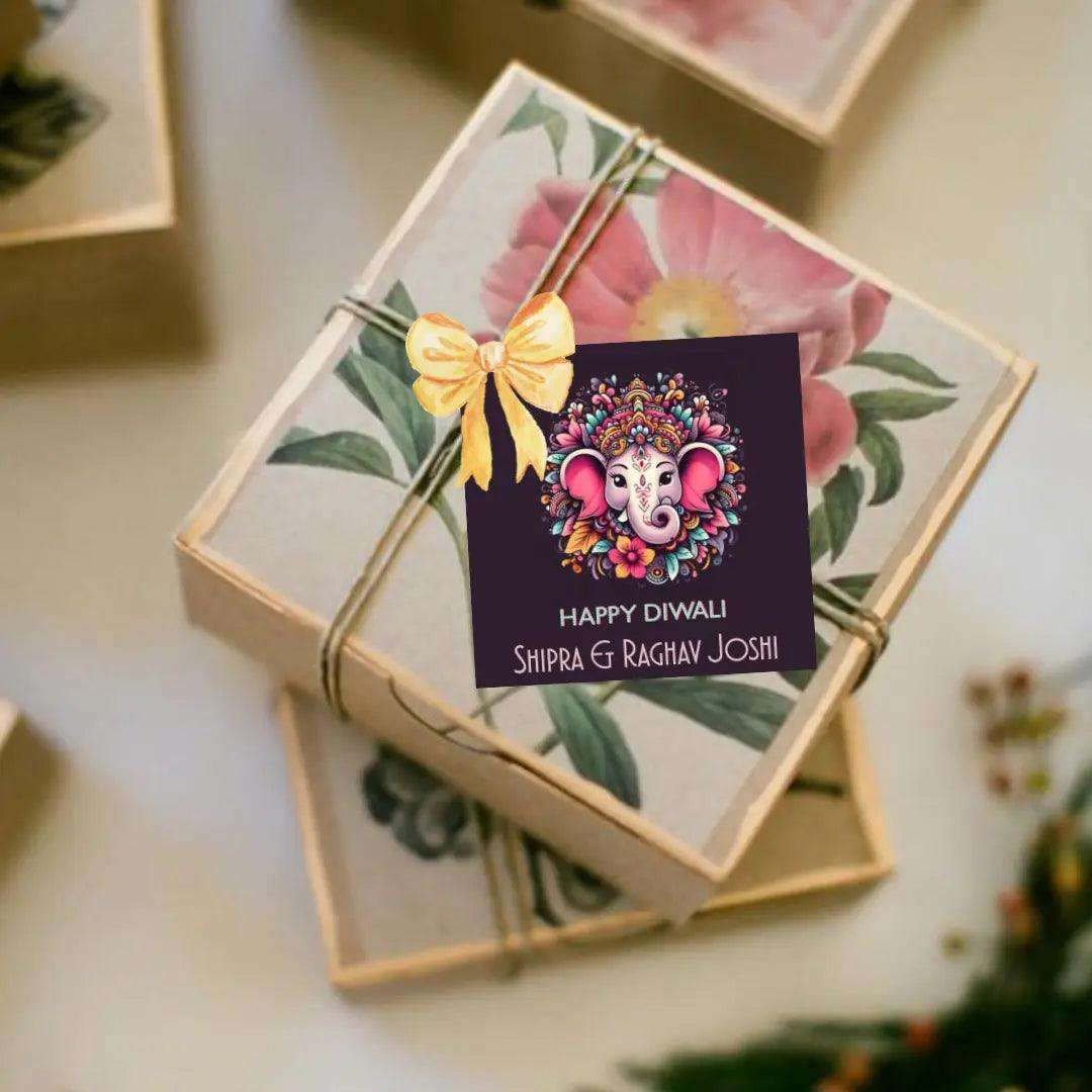Assorted Happy Diwali Gift Tags/ Gift Stickers - Baby Ganesha - Set of 16 pieces Chatterbox Labels