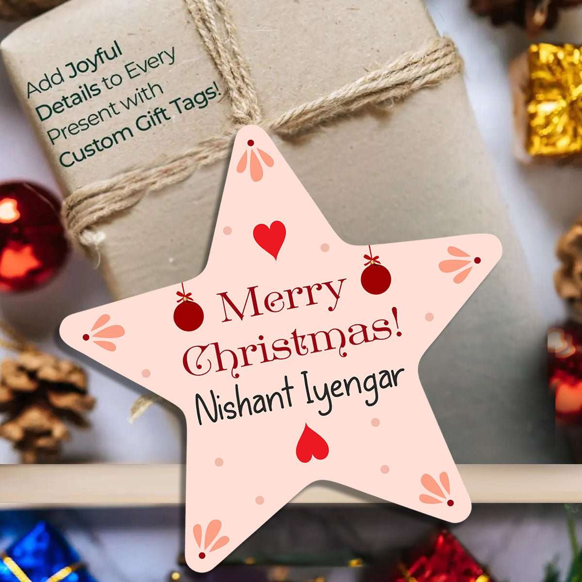 Custom Shape Christmas Gift Tags/Gift Labels - Star of Joy - Chatterbox Labels - Gift Tags