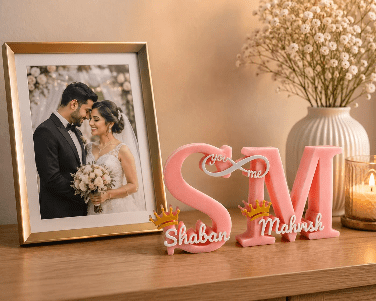 Couples Theme Personalised 3D Printed Name Stand - Chatterbox Labels-3D Printed Gifts