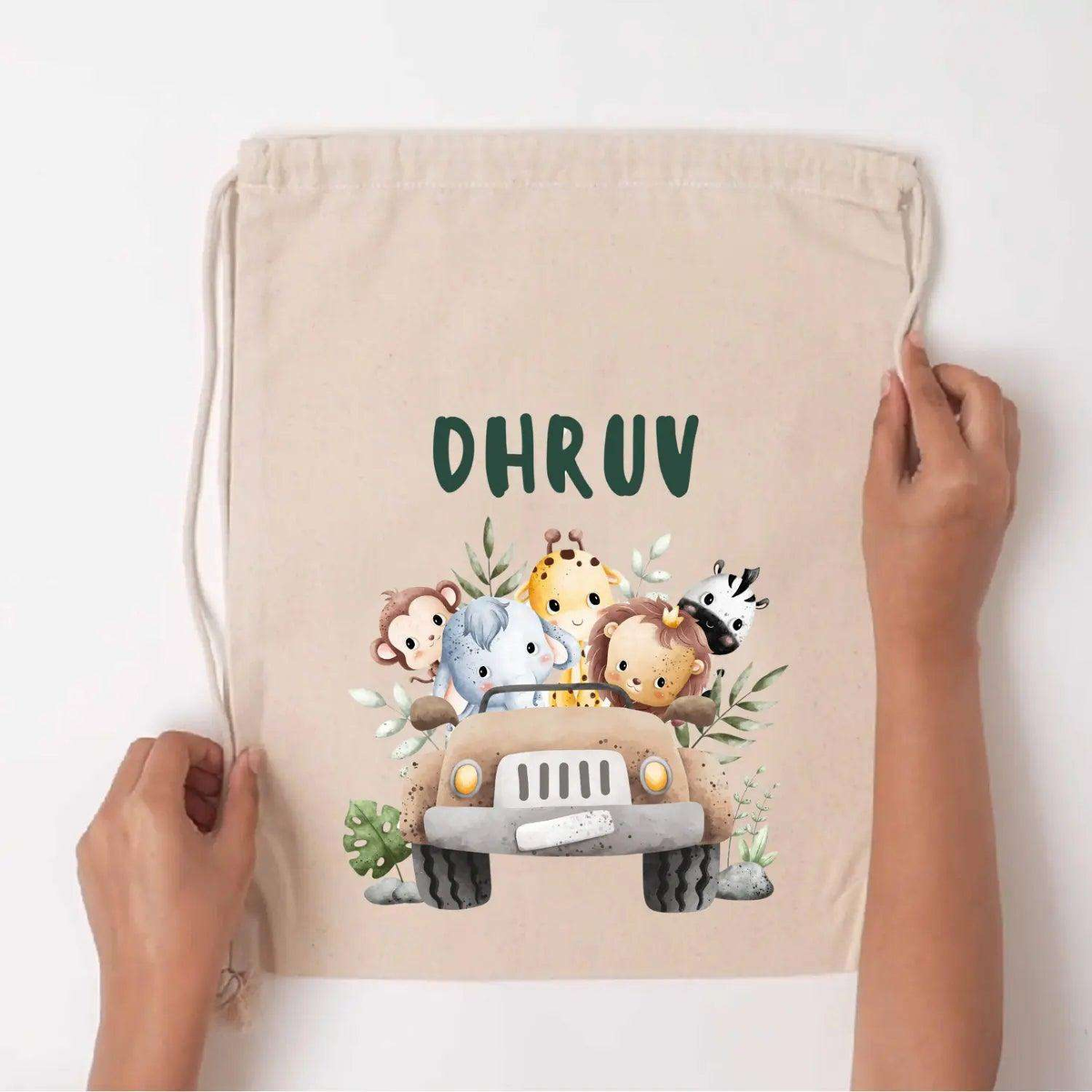 Custom Drawstring Bag - Jungle Jeepster - Chatterbox Labels - Drawstring Bag