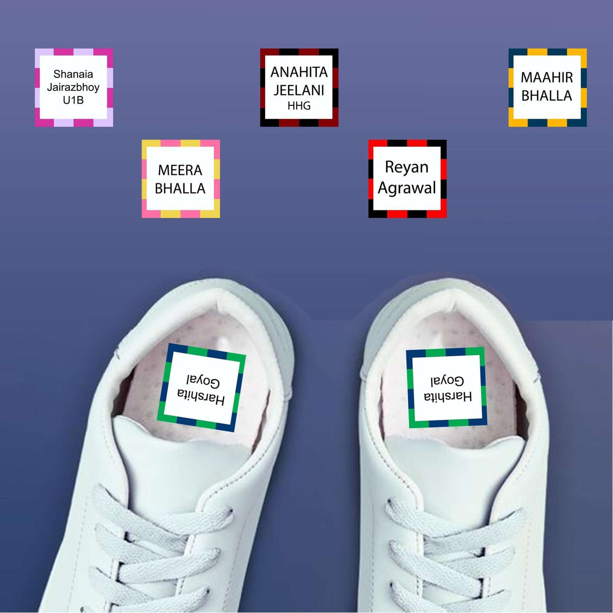 Personalised Shoe Stickers & Labels - Set of 24 - Chatterbox Labels - Shoe Labels