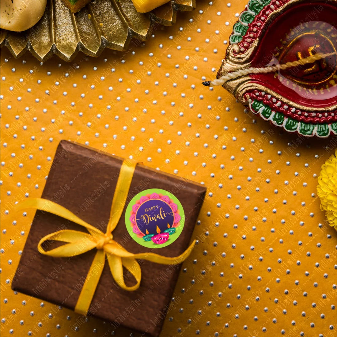 Happy Diwali Round Gift Stickers