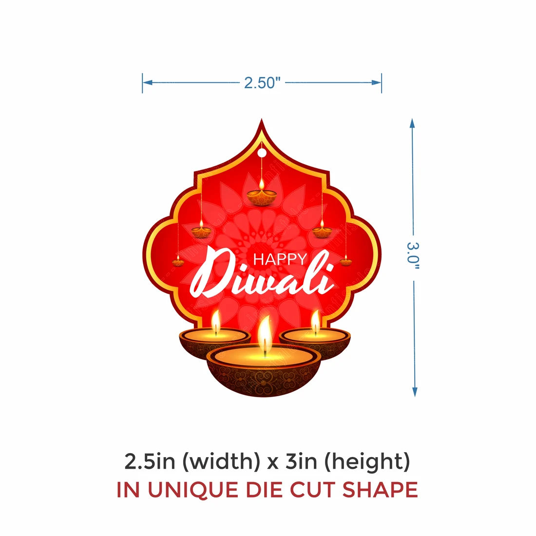 Happy Diwali Diya Shape Gift Tags