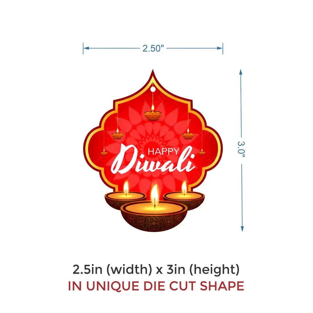 Happy Diwali Diya Shape Gift Tags