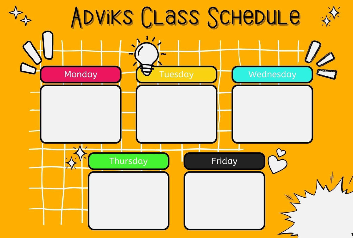 Erasable Personalised Time Table - Chatterbox Labels - Personalized Stationery