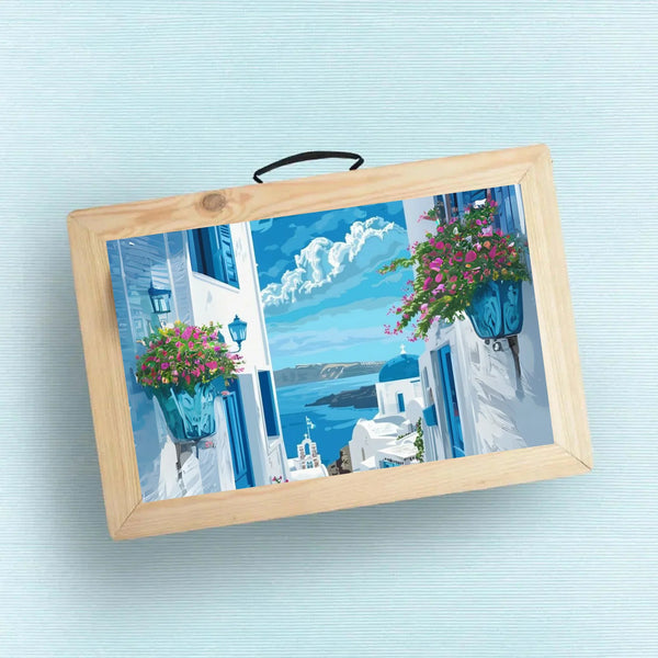 Custom Folding Desk - Mediterranean Skies Design - Chatterbox Labels - Folding Table