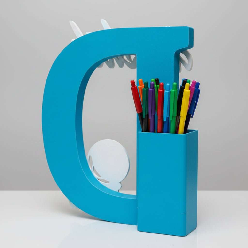 Personalised Name Stand & Pen Holder Football - Chatterbox Labels-3D Printed Gifts