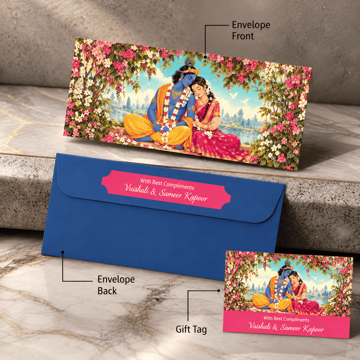 Personalised Money Envelopes - Krishna Leela Design
