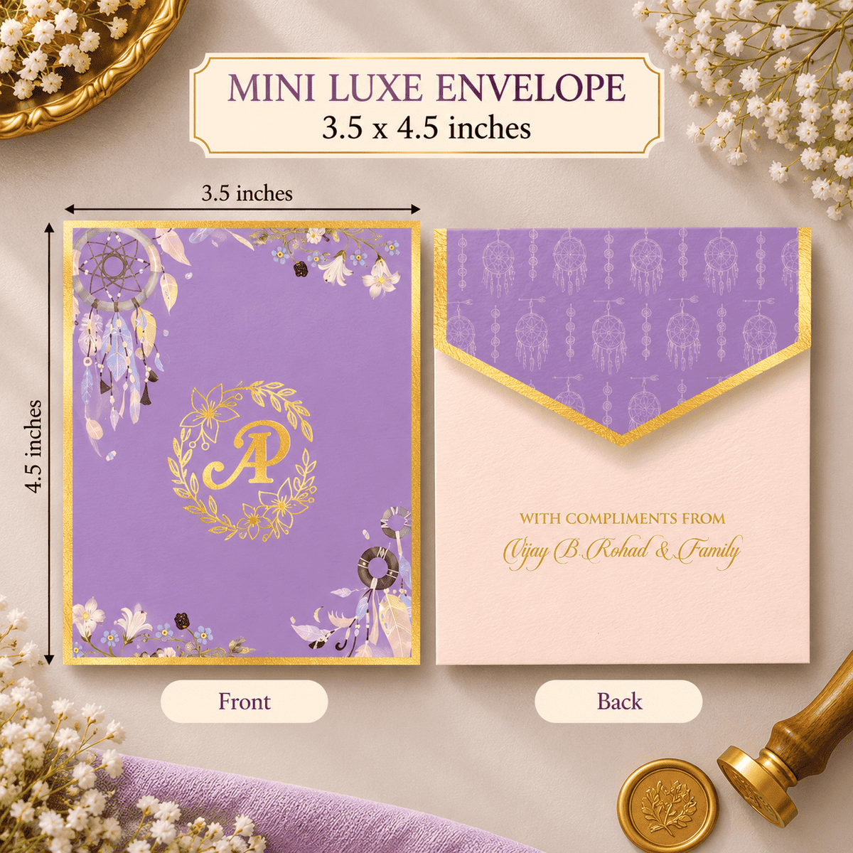 Luxe Gold Foil Money Envelopes- Lavender Luxury