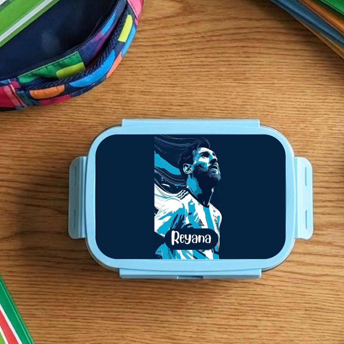 Custom Steel Snack Box & Lunch Box for Kids - Messi Design