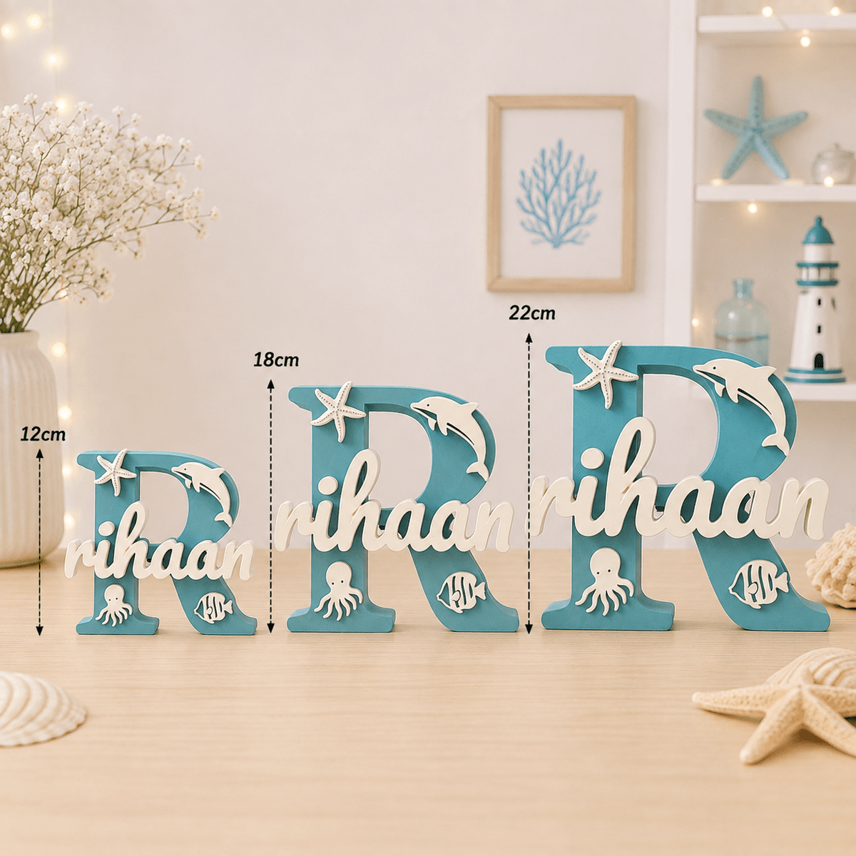 Marine Animals Theme Personalised 3D Printed Name Stand - Chatterbox Labels-3D Printed Gifts