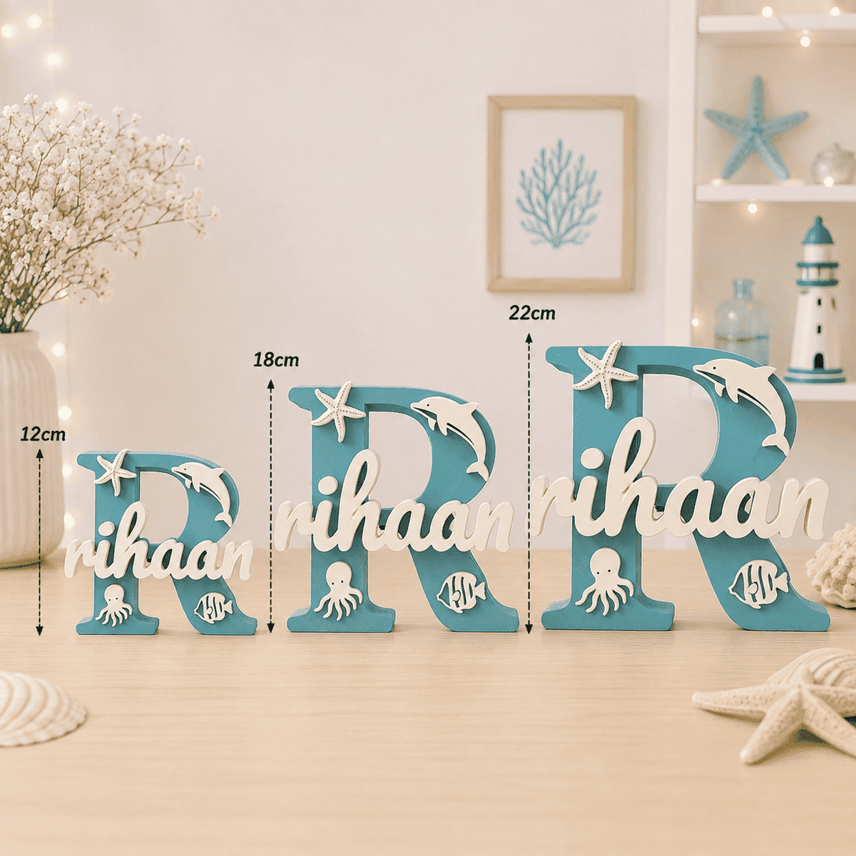 Marine Animals Theme Personalised 3D Printed Name Stand - Chatterbox Labels-3D Printed Gifts
