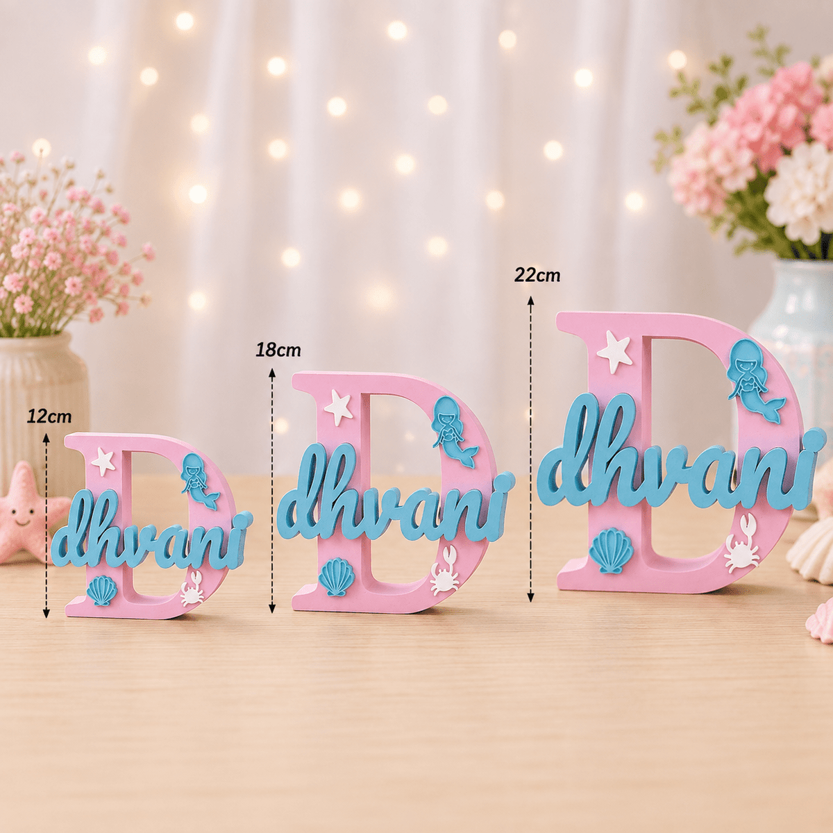 Mermaid Theme Personalised 3D Printed Name Stand - Chatterbox Labels-3D Printed Gifts