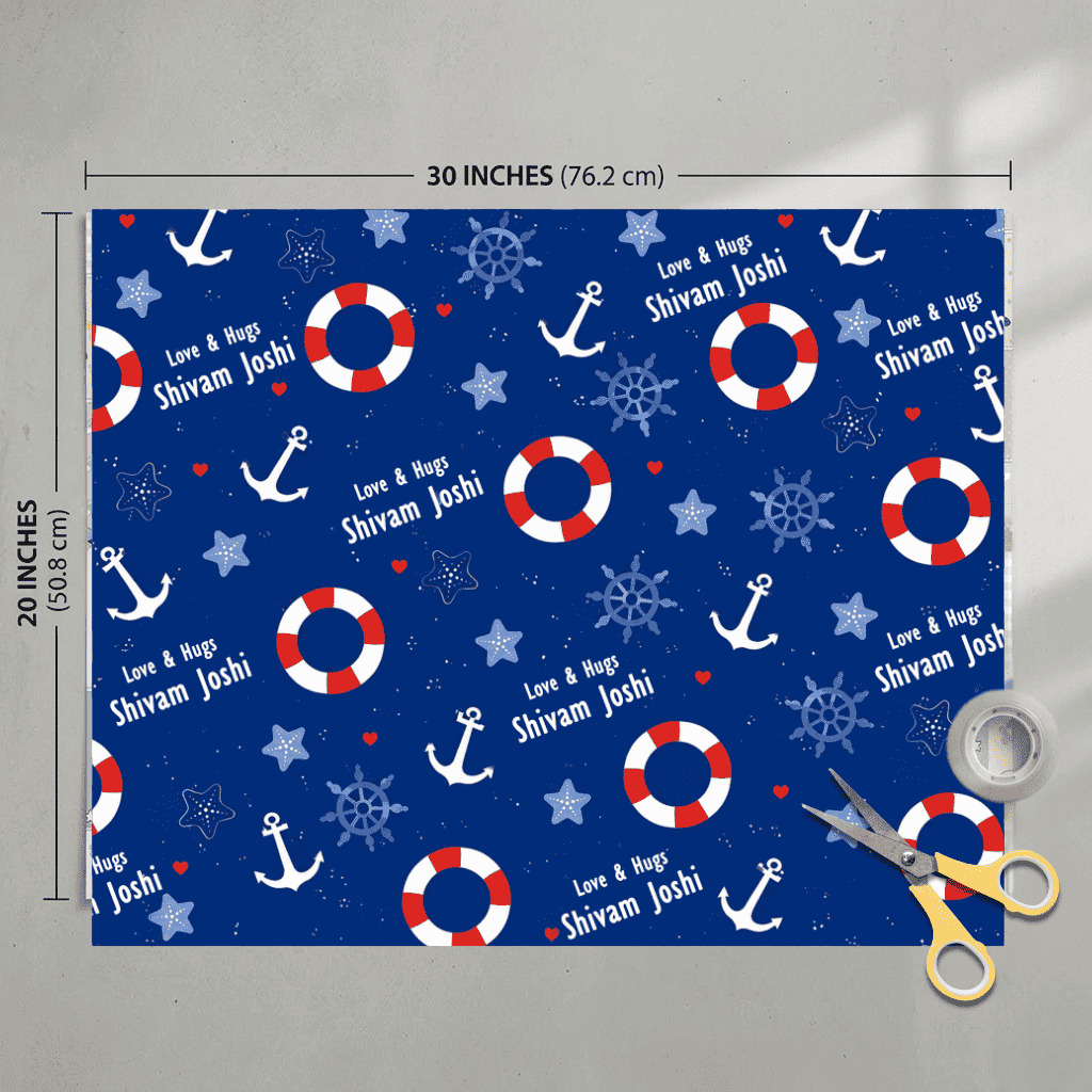 Custom Gift Wrapping Paper for Kids - Mini Mariners Design - Chatterbox Labels - Wrapping Paper