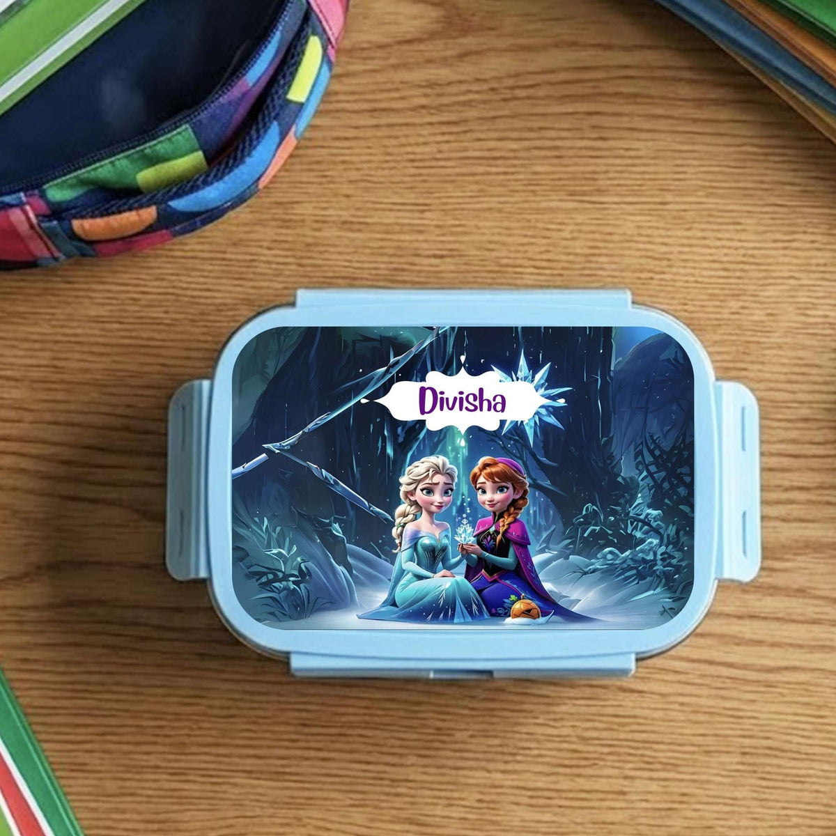 Custom Steel Snack Box & Lunch Box for Kids - Frozen Design - Chatterbox Labels - Lunch Box