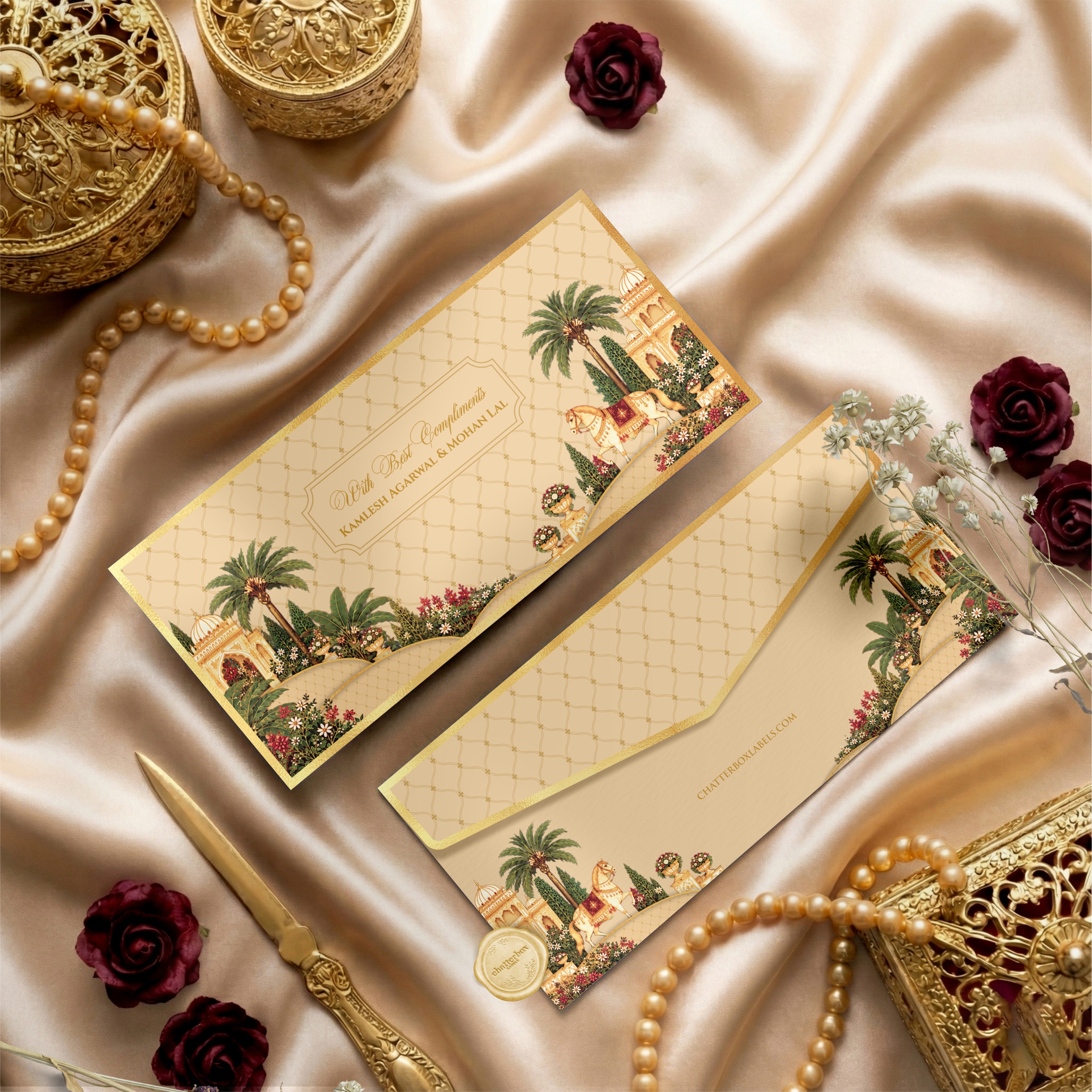 Luxe Gold Foil Money Envelopes- Royal Rajwada Gold