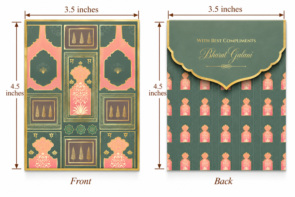Luxe Gold Foil Money Envelopes - Olive Coral Motif