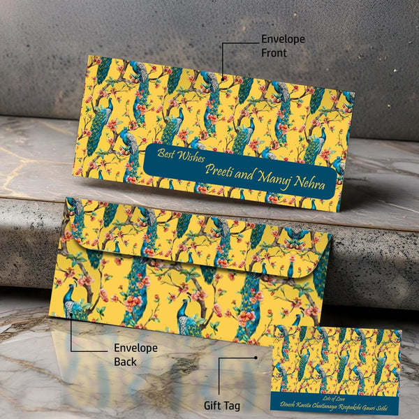 Personalised Money Envelopes - Peacock Theme - Set of 20 - Chatterbox Labels - Envelopes