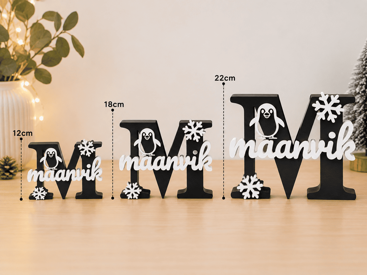 Penguin Theme Personalised 3D Printed Name Stand