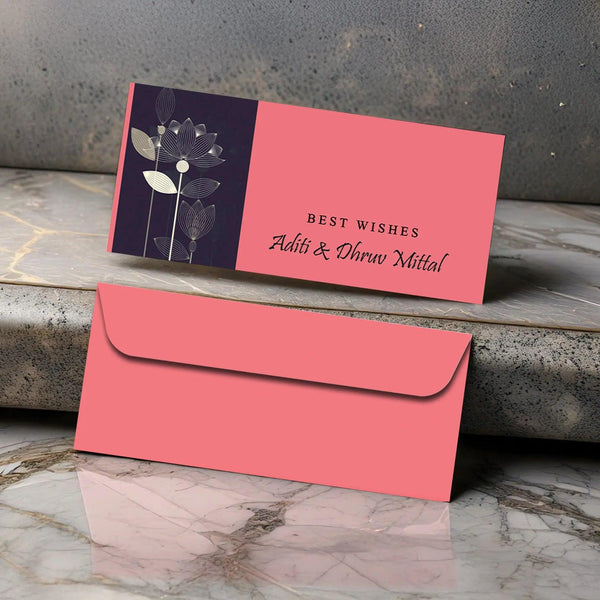 Personalised Money Envelopes Pink Lotus - Set of 20 - Chatterbox Labels - Envelopes