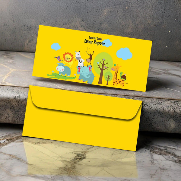 Personalised Money Envelopes - Yellow Jungle Theme - Set of 20 - Chatterbox Labels - Envelopes