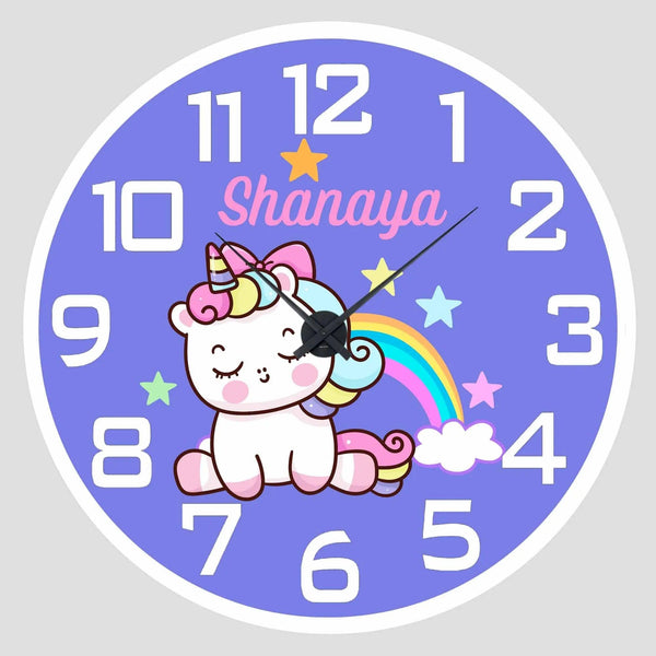 Personalised Acrylic Wall Clock - Unicorn Wish Clock - Chatterbox Labels - Wall Clock