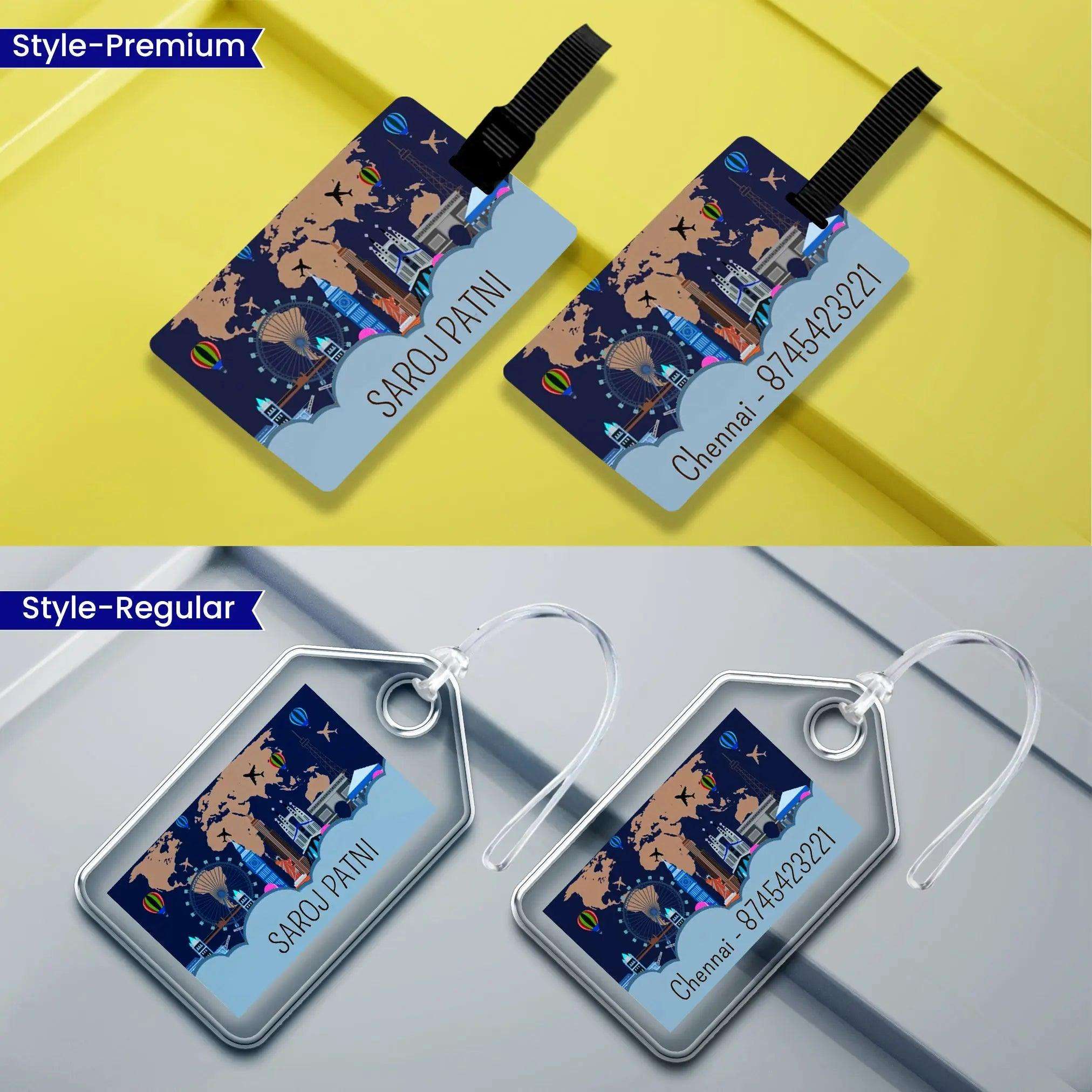 Personalized Luggage Tags - Travel The World Design